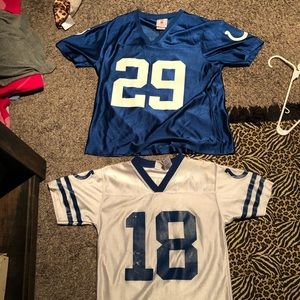 Two kids’ colts jerseys.